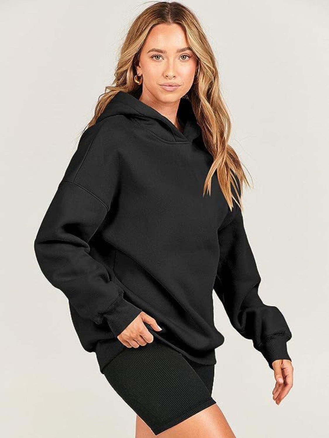 Dropped Shoulder Long Sleeve Hoodie