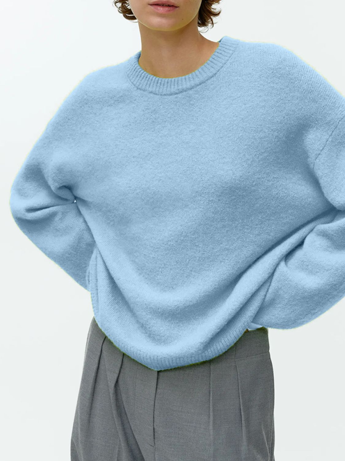 Round Neck Drop Shoulder Sweater