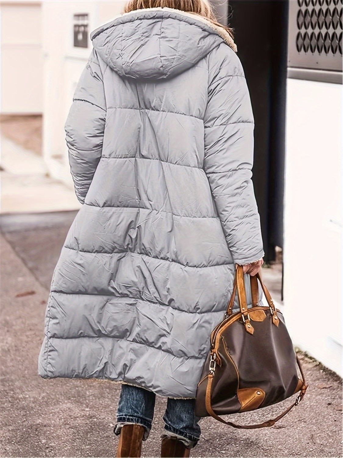 Plus Size Zip Up Sherpa Hooded Coat