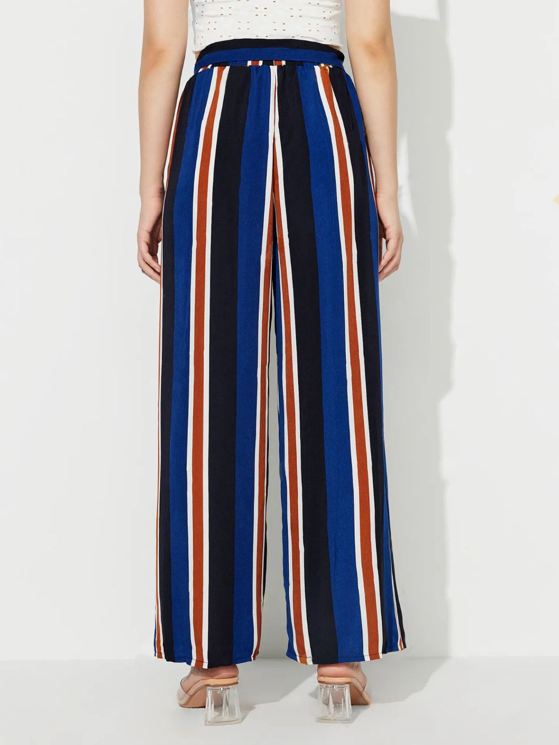 Side Slit Contrast Wide Leg Pants