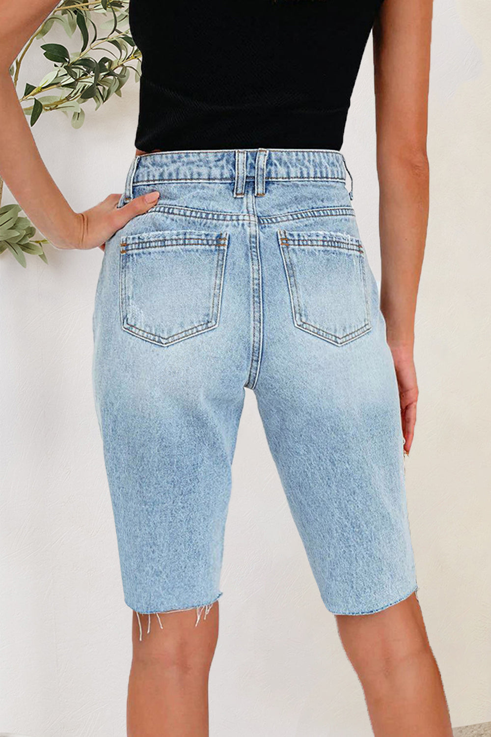 Distressed-Jeansshorts mit Taschen