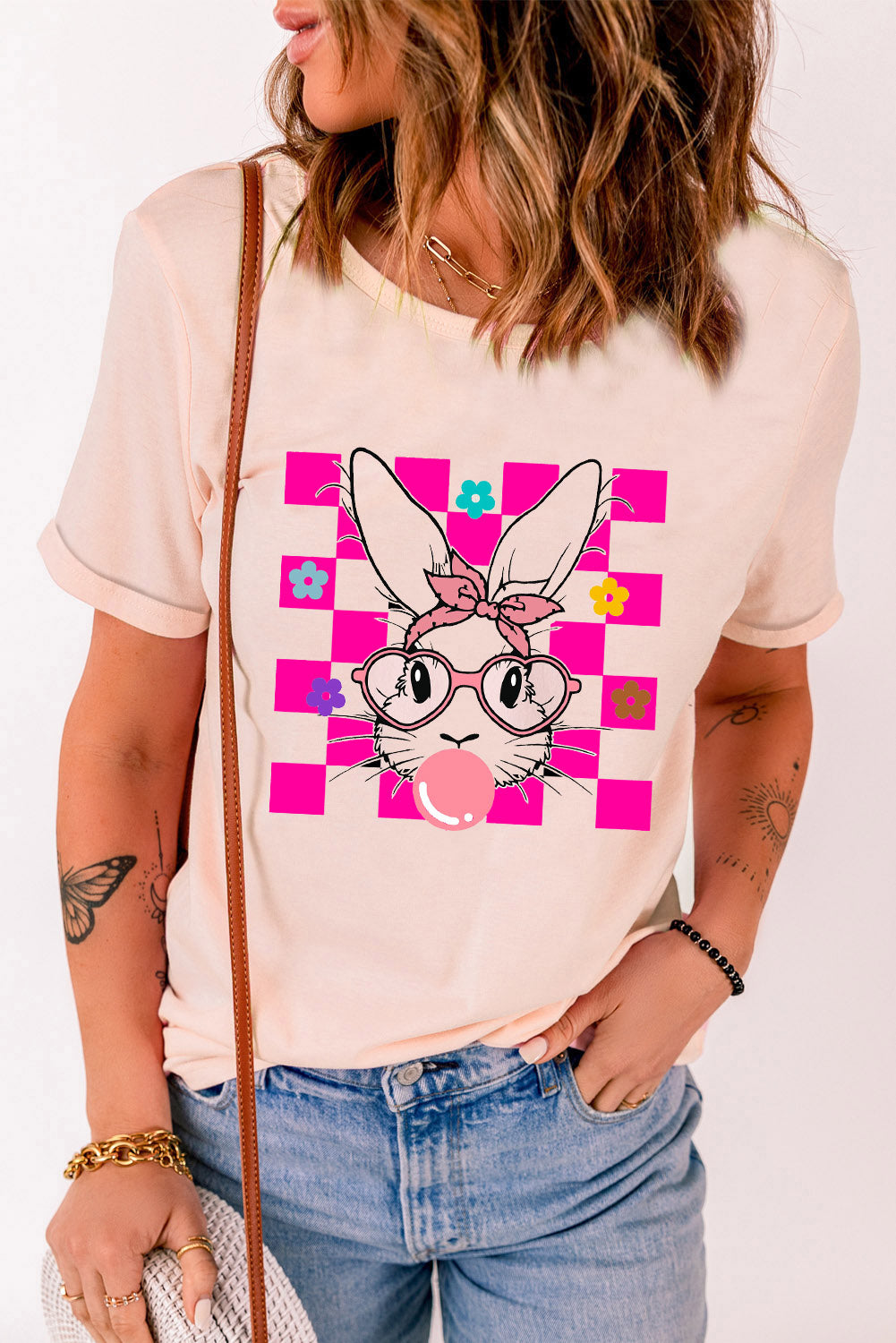 Rabbit Round Neck Short Sleeve T-Shirt