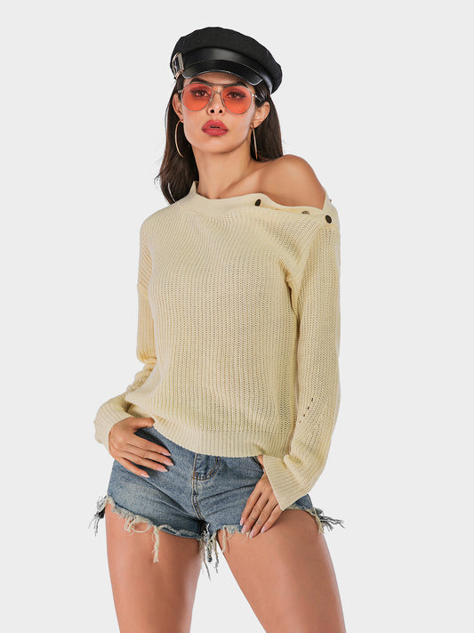 Perfee One Shoulder Long Sleeve Sweater