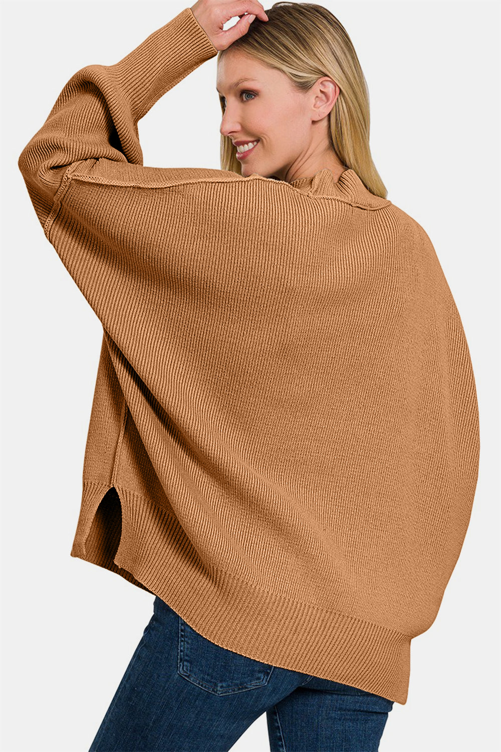 Zenana Side Sit Oversize Sweater