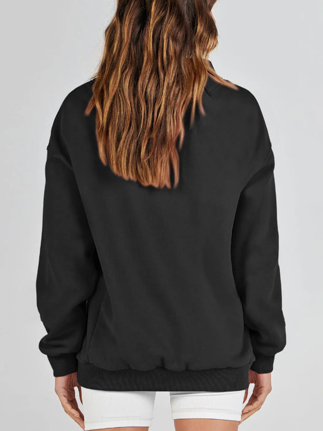 Mock Neck Drop Shoulder Long Sleeve Sweatshirt