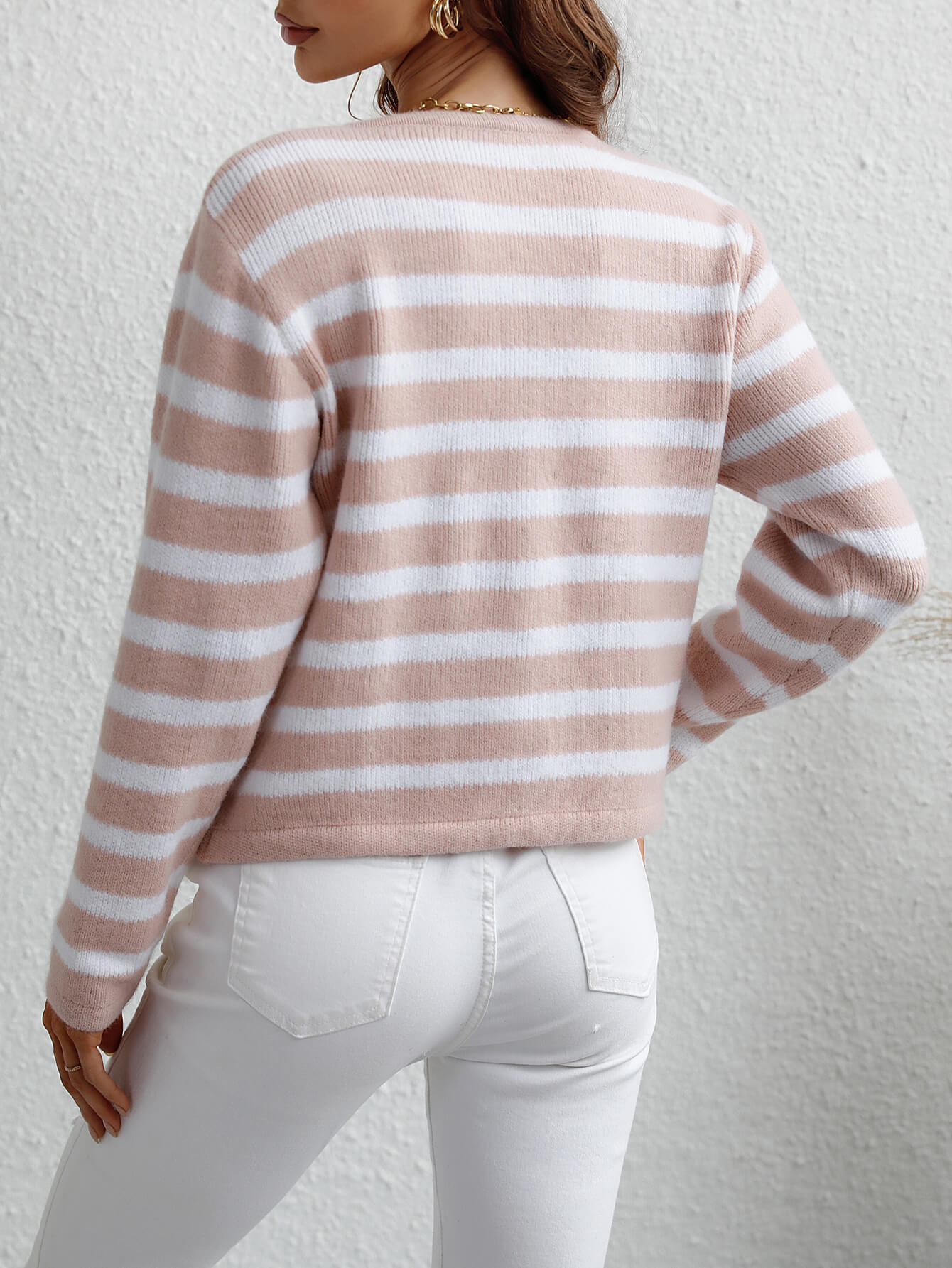 Woven Right Striped Button Front Cardigan