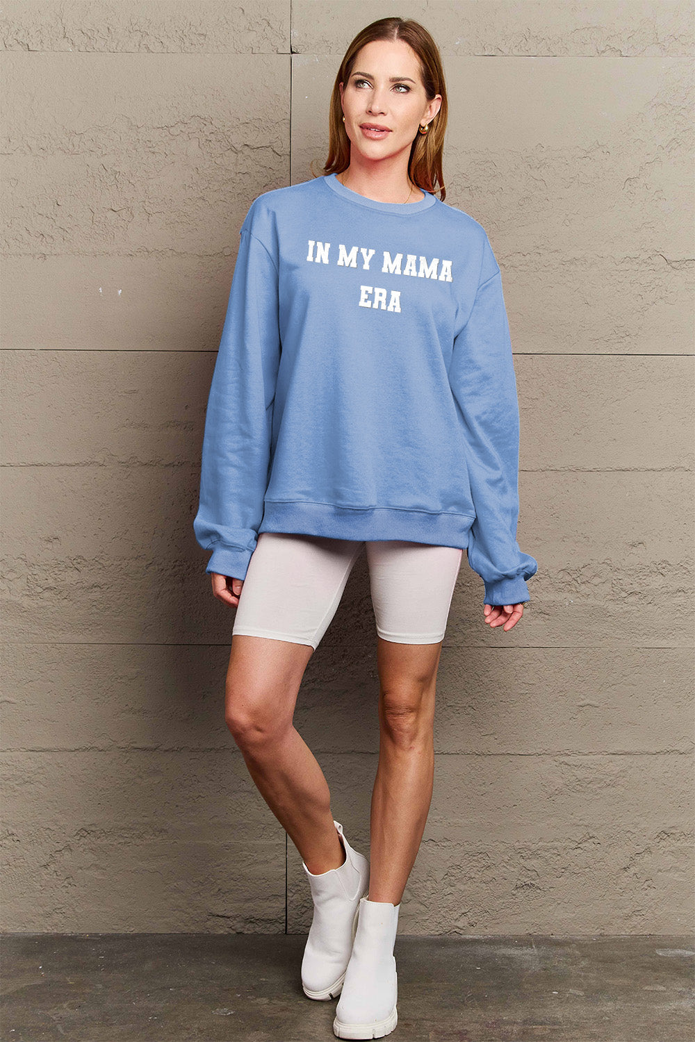 Simply Love Full Size IN MY MAMA EAR Graphic Sweatshirt