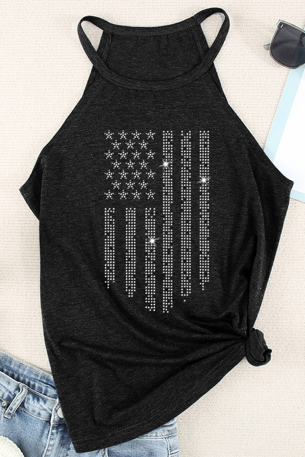 Tanktop mit griechischem Kragen und Grafik