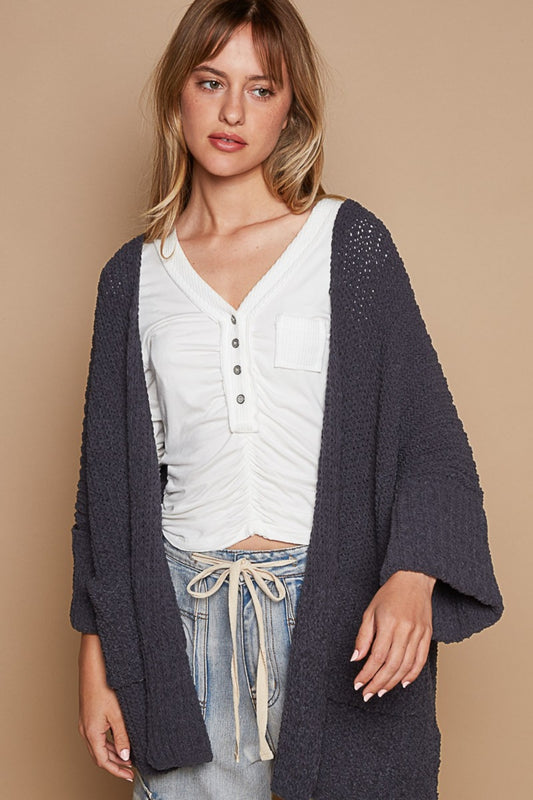 POL Open Front Sweater Cardigan with Pockets