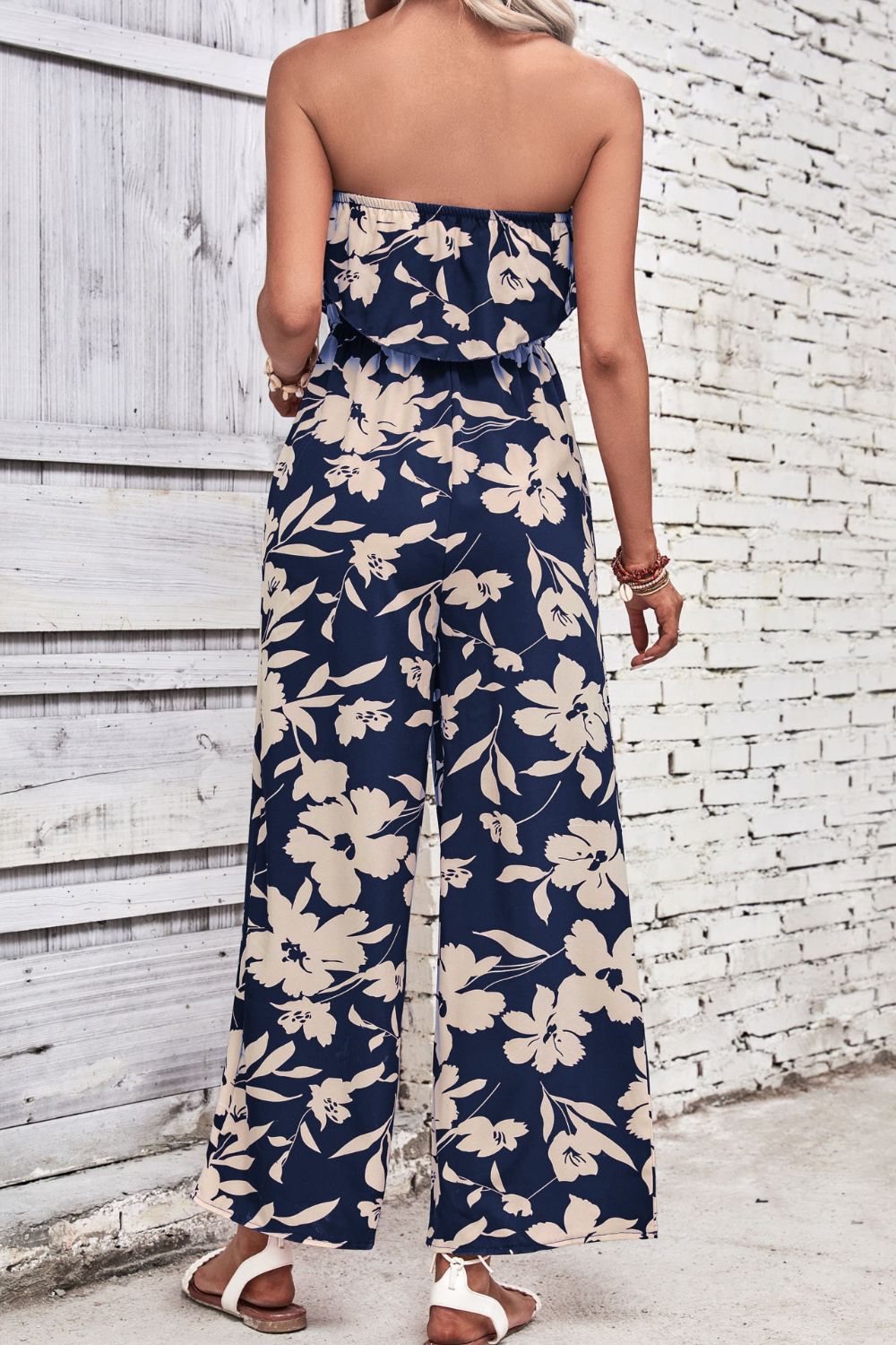 Floral Strapless Wide Leg Jumpsuit