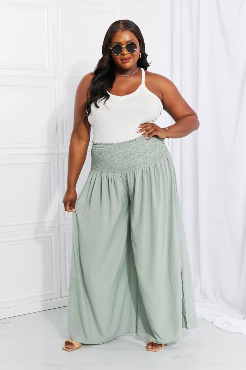 HEYSON Full Size Beautiful You Smocked Palazzo Pants