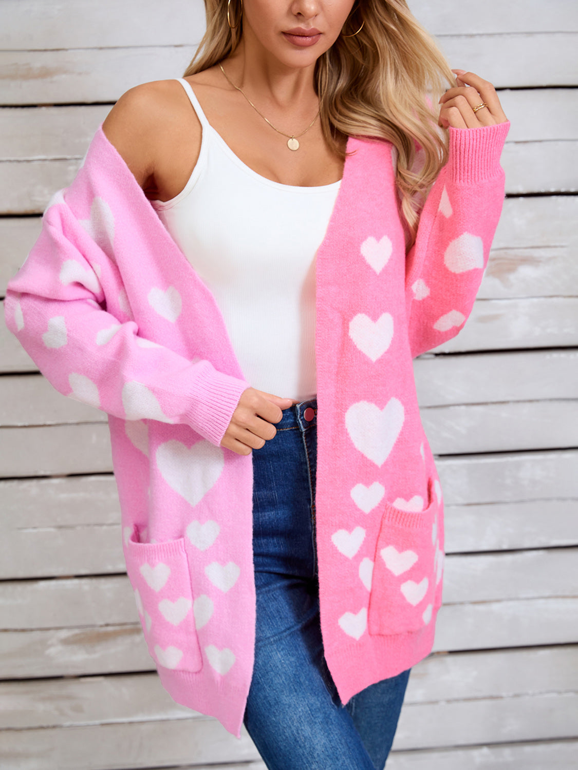 Angel Wings Heart Open Front Long Sleeve Cardigan