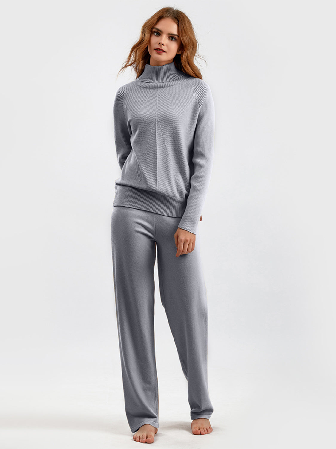 Basic Bae Turtleneck Raglan Sleeve Top and Pants Sweater Set