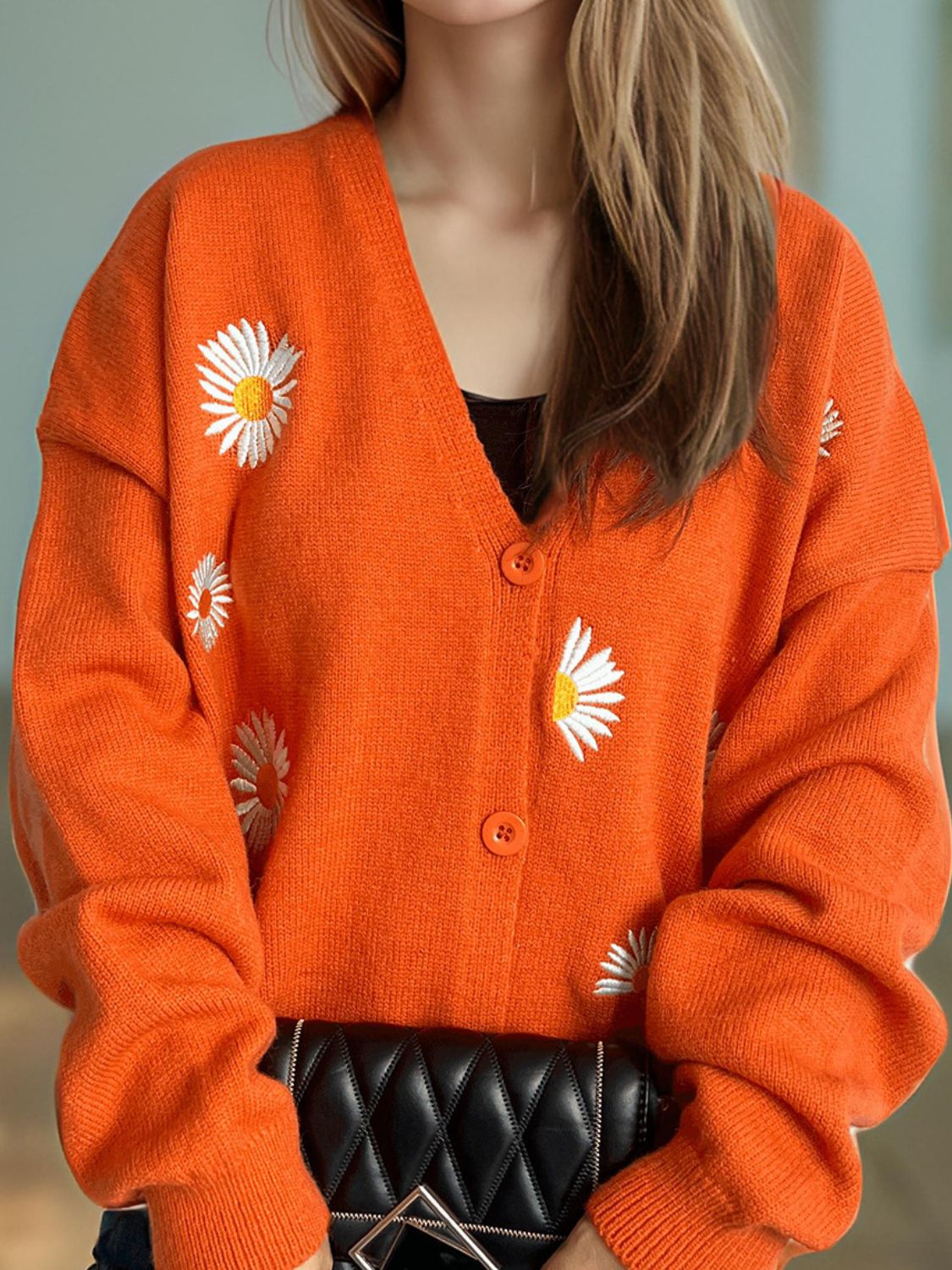 Daisy Button Up V-Neck Cardigan