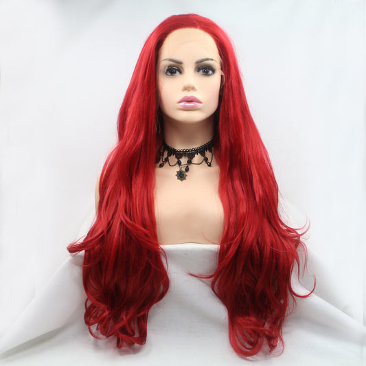 13 x 3 Zoll Lace Front Perücken Synthetisch Lang Gewellt 24 Zoll 130% Dichte