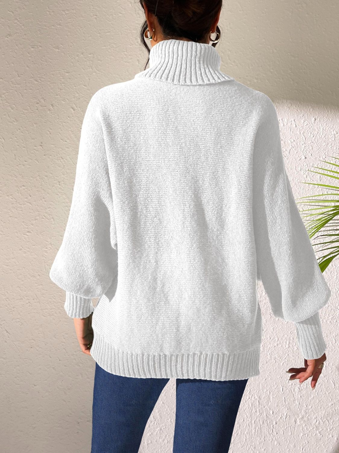 Heart Turtleneck Long Sleeve Sweater