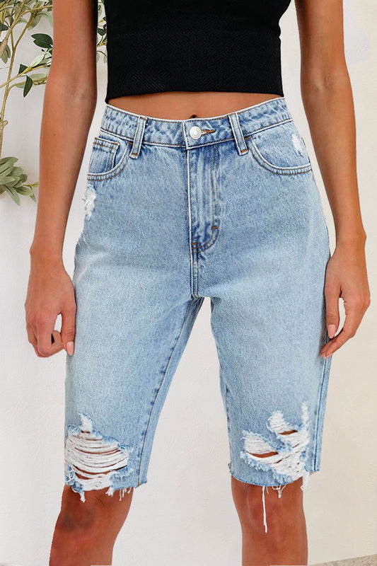 Distressed-Jeansshorts mit Taschen