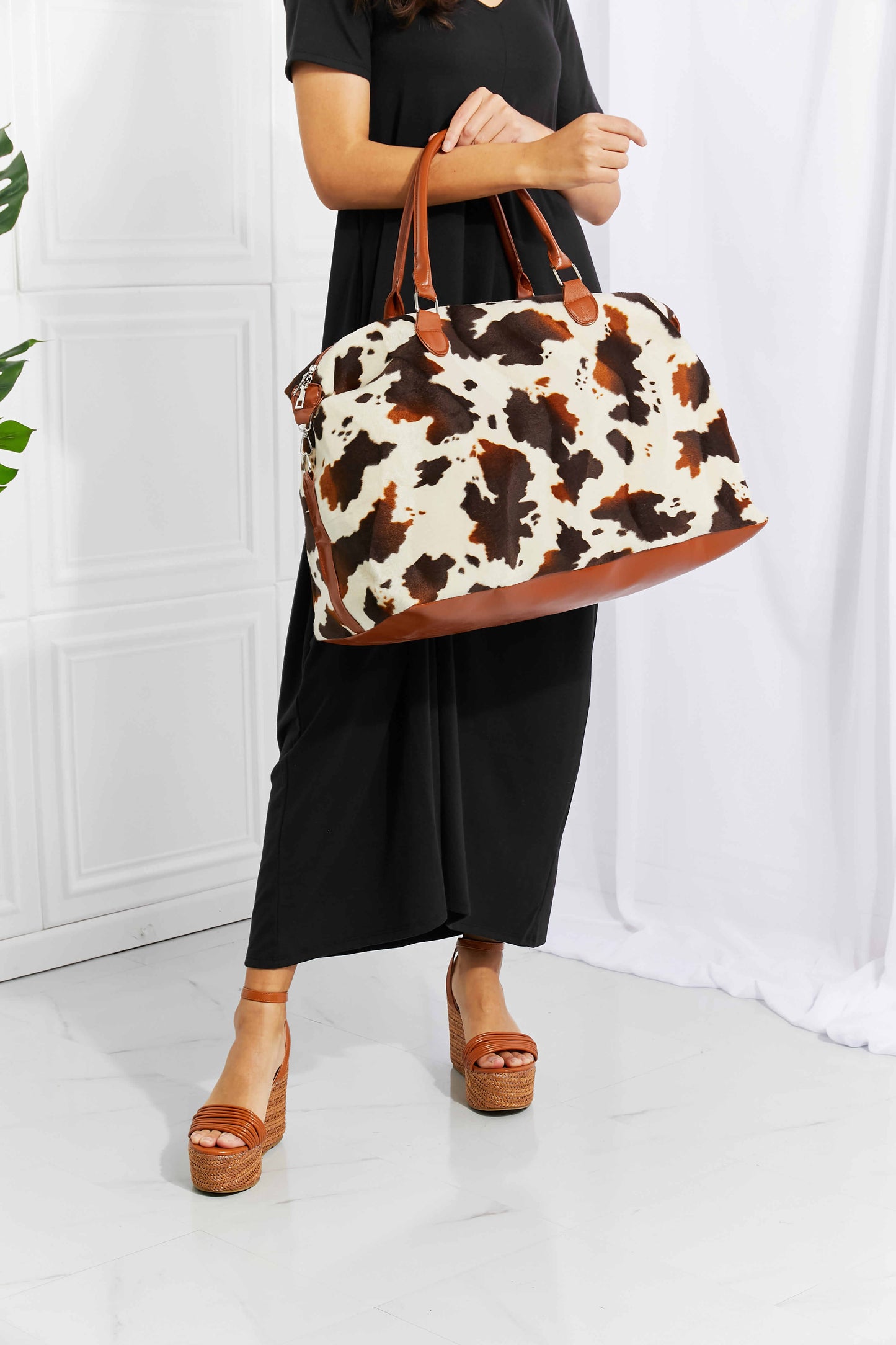 Plüsch-Weekendertasche mit Animalprint