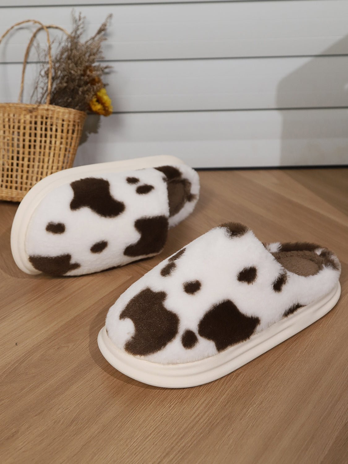 Animal Print Faux Fur Slippers