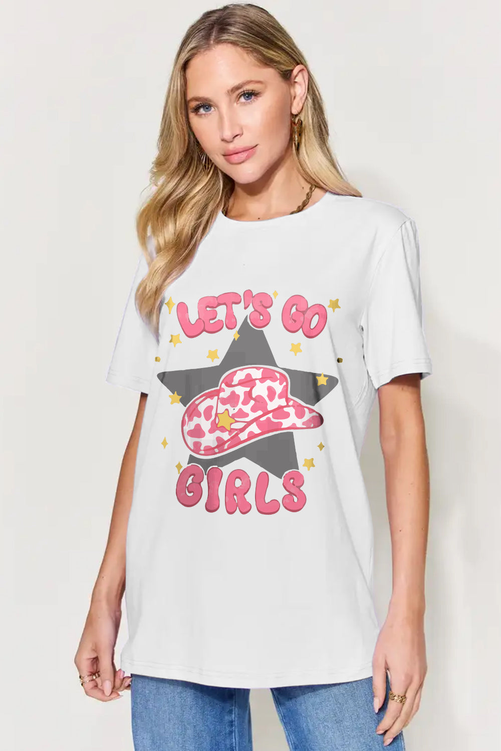 Simply Love Full Size LET'S GO GIRLS Round Neck Short Sleeve T-Shirt