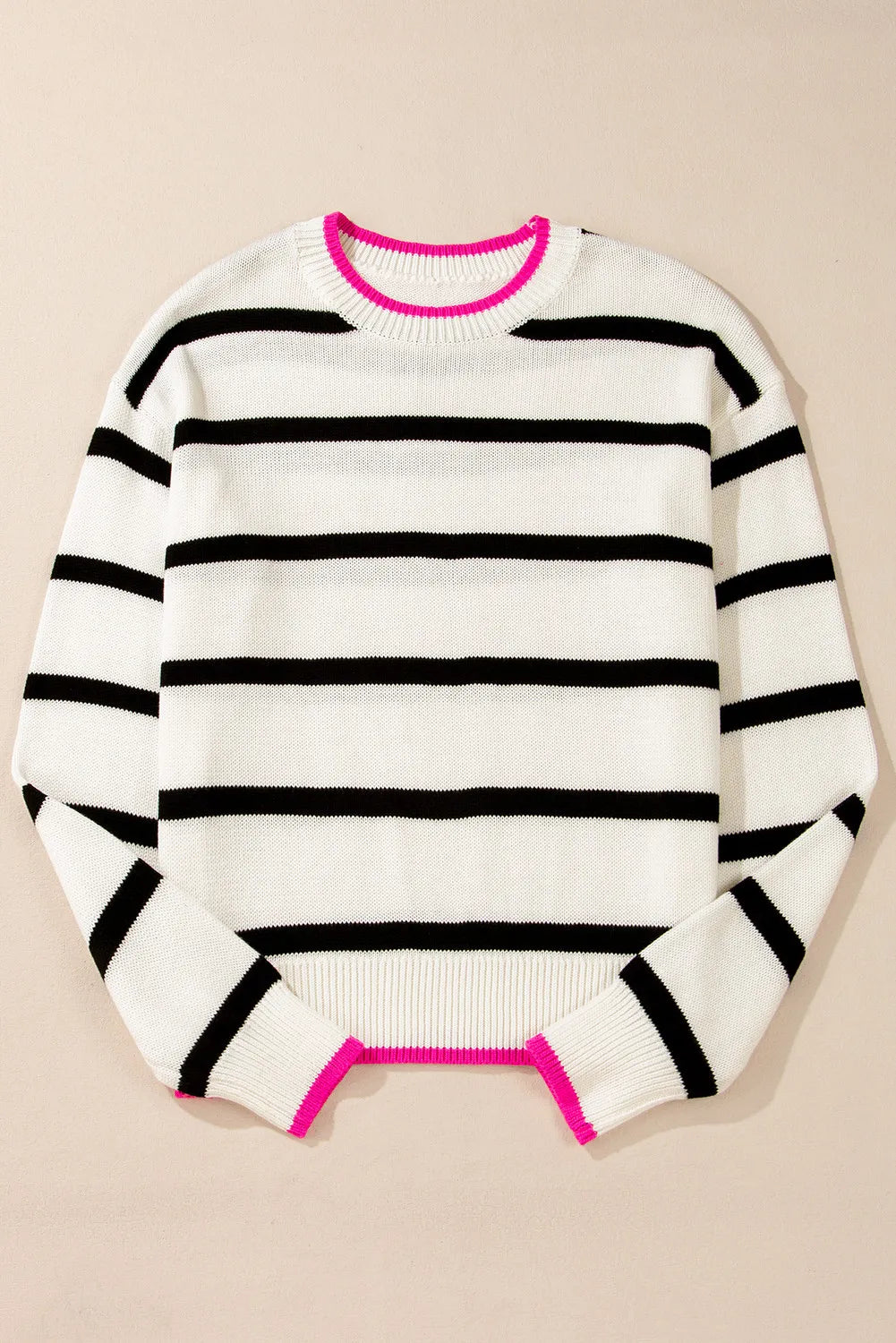 Striped Round Neck Long Sleeve Sweater