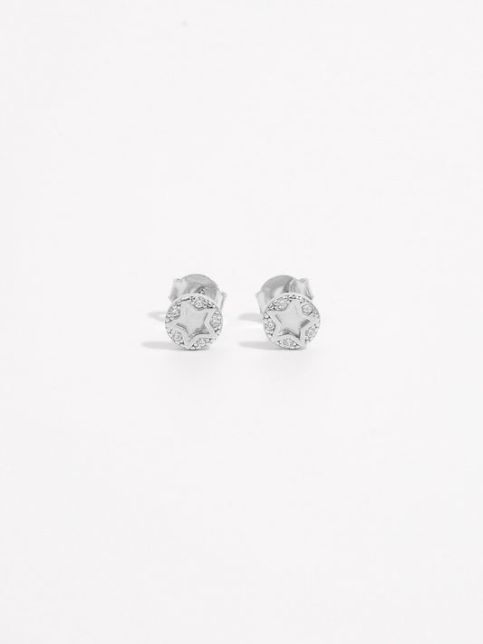 925 Sterling Silver Zircon Star Stud Earrings