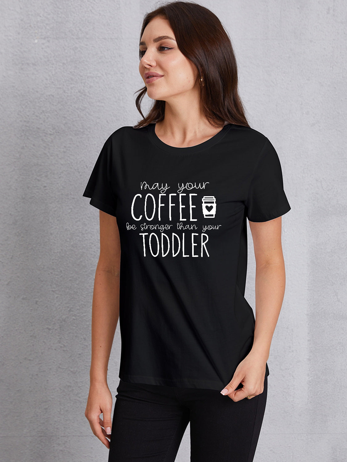 Camiseta de cuello redondo QUE TU CAFÉ SEA MÁS FUERTE QUE TU NIÑO