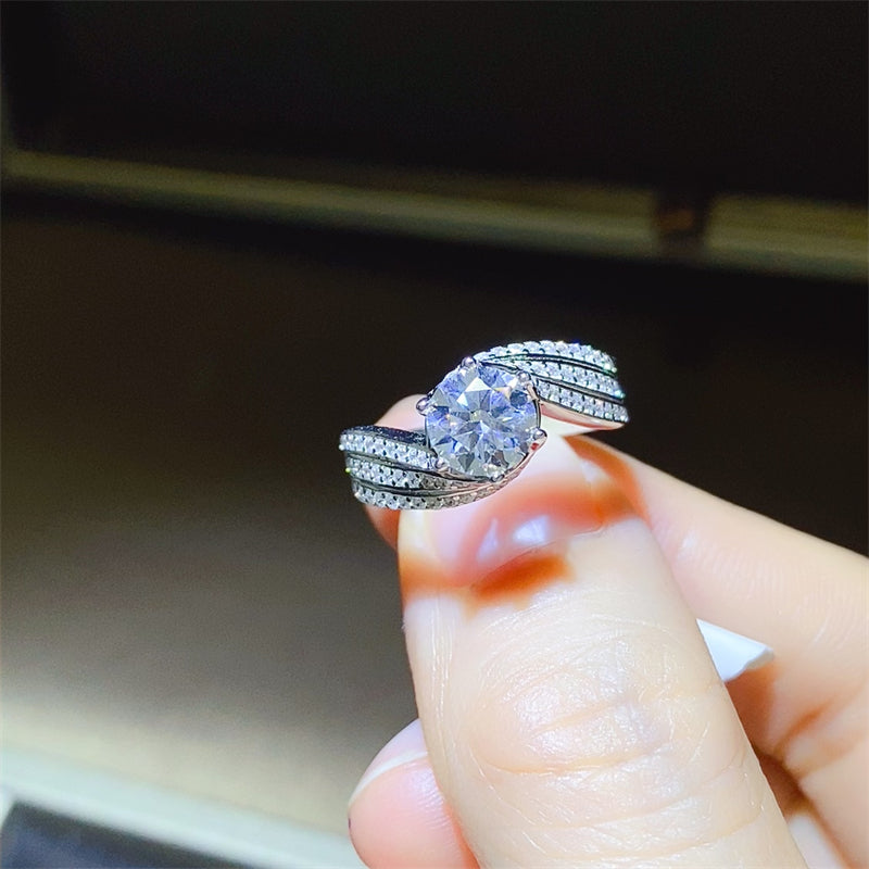 1 Karat Moissanit 925 Sterling Silber Ring