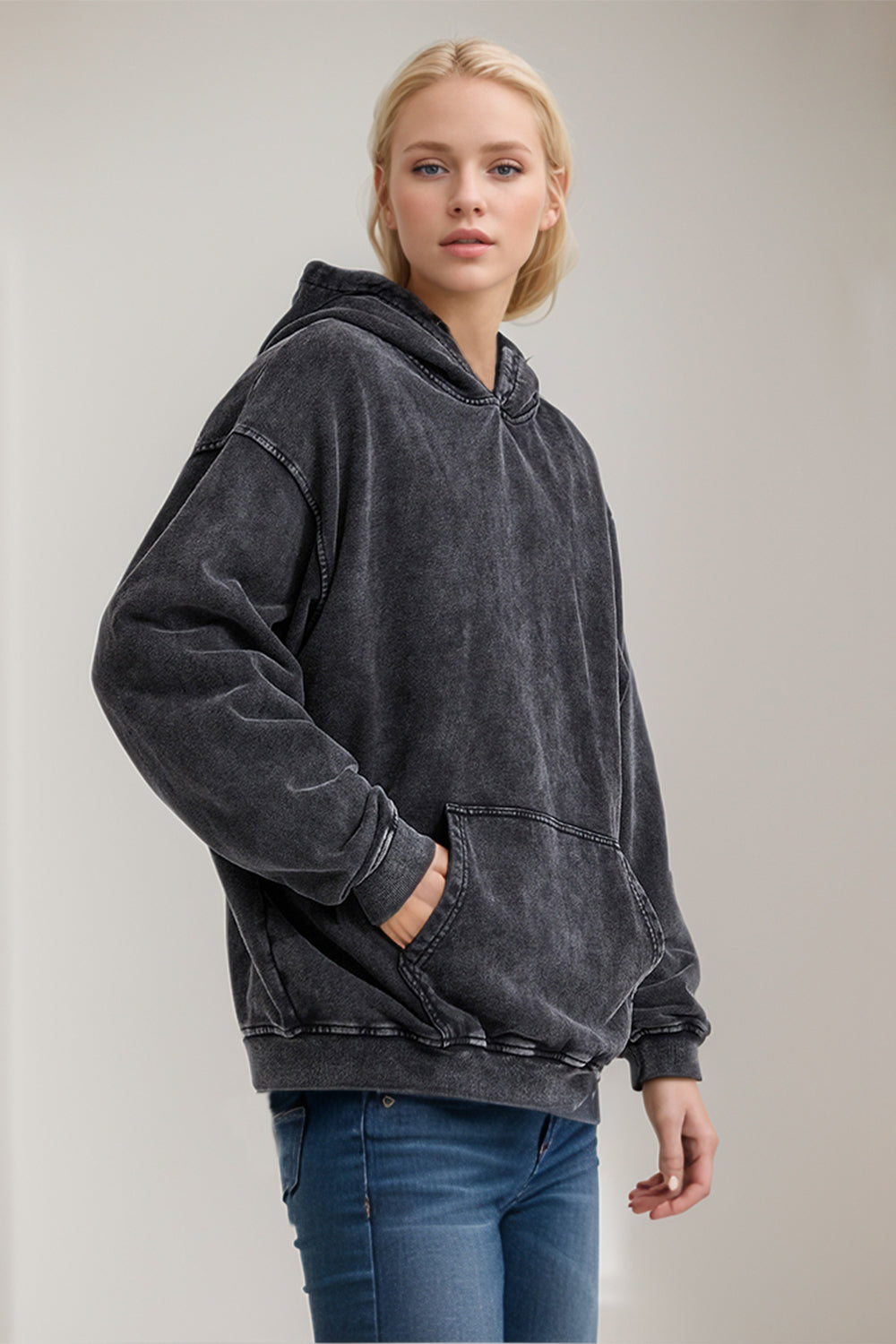 Basic Bae Drop Shoulder Long Sleeve Hoodie with Kangaroo Pocket