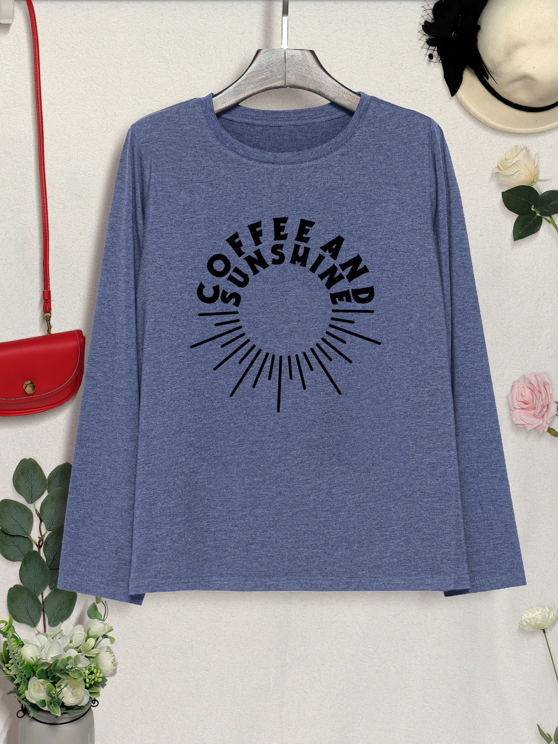 COFFEE AND SUNSHINE Camiseta de manga larga con cuello redondo