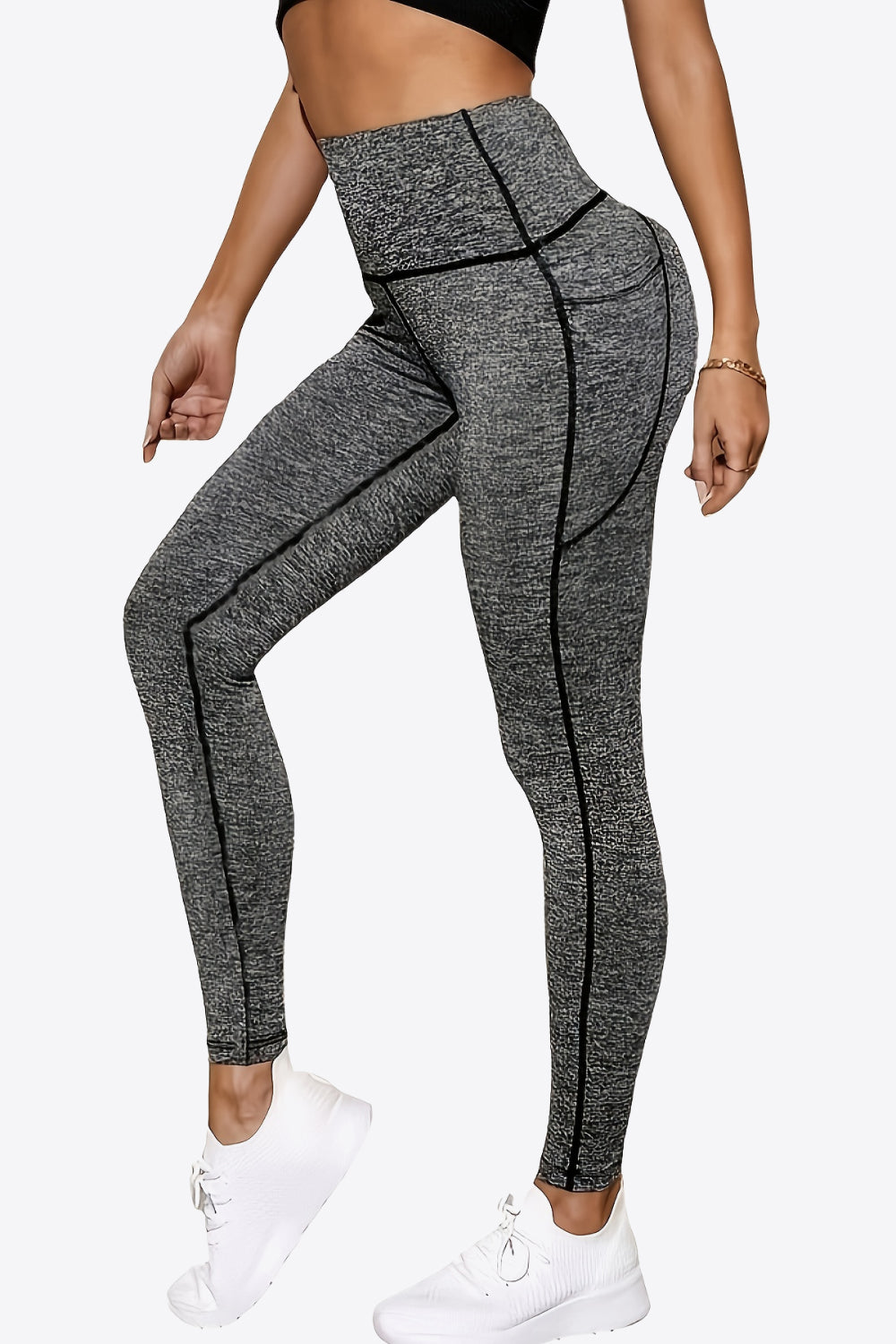 Sport-Leggings mit breitem Bund und Seitentaschen