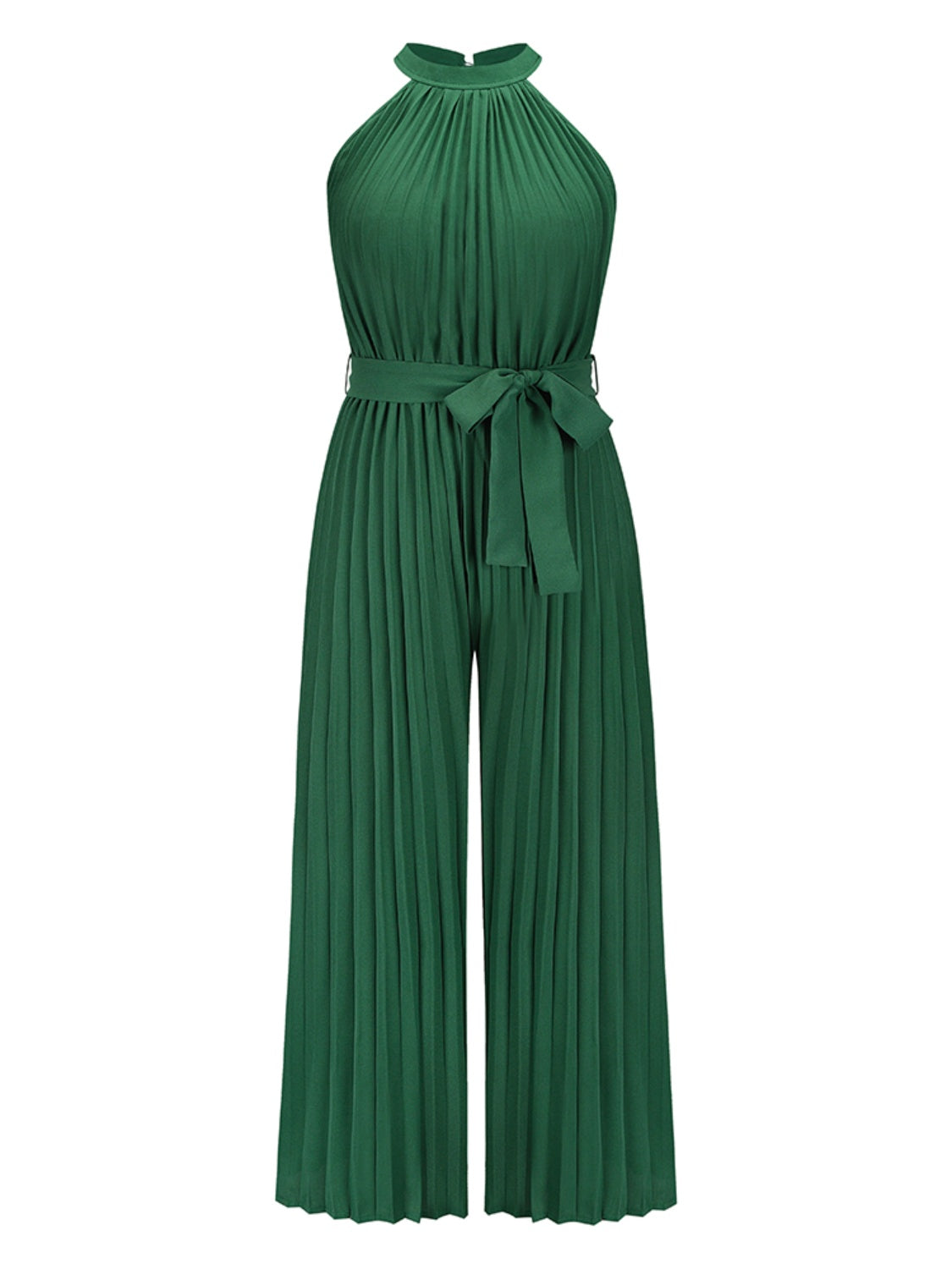 Cutout Tied Pleated Sleeveless Jumpsuit