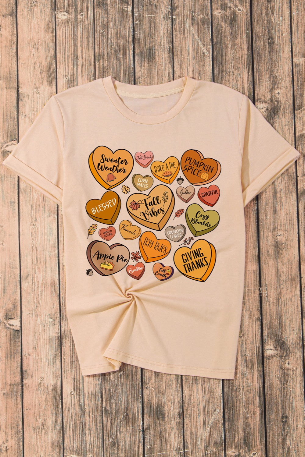 Heart Graphic Round Neck Short Sleeve T-Shirt