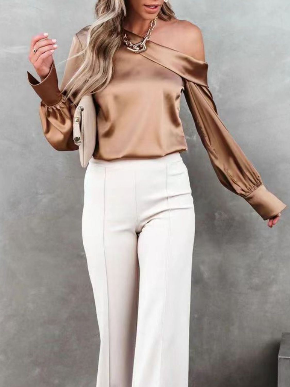 One Shoulder Long Sleeve Blouse