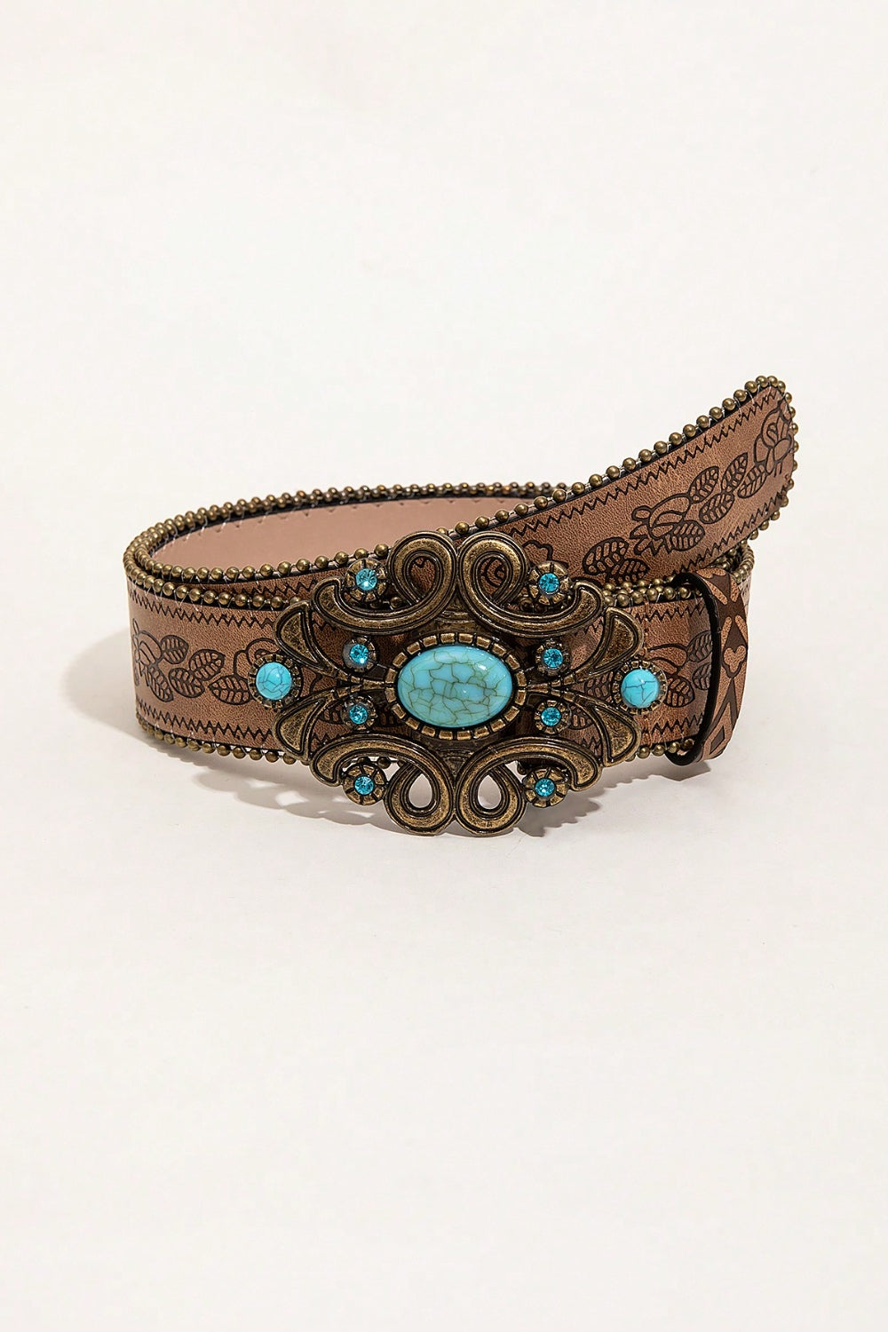 Leaf Pattern PU Leather Belt