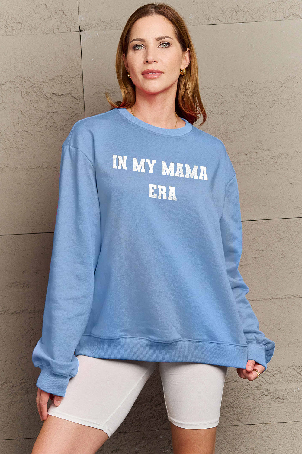 Simply Love Full Size IN MY MAMA EAR Graphic Sweatshirt