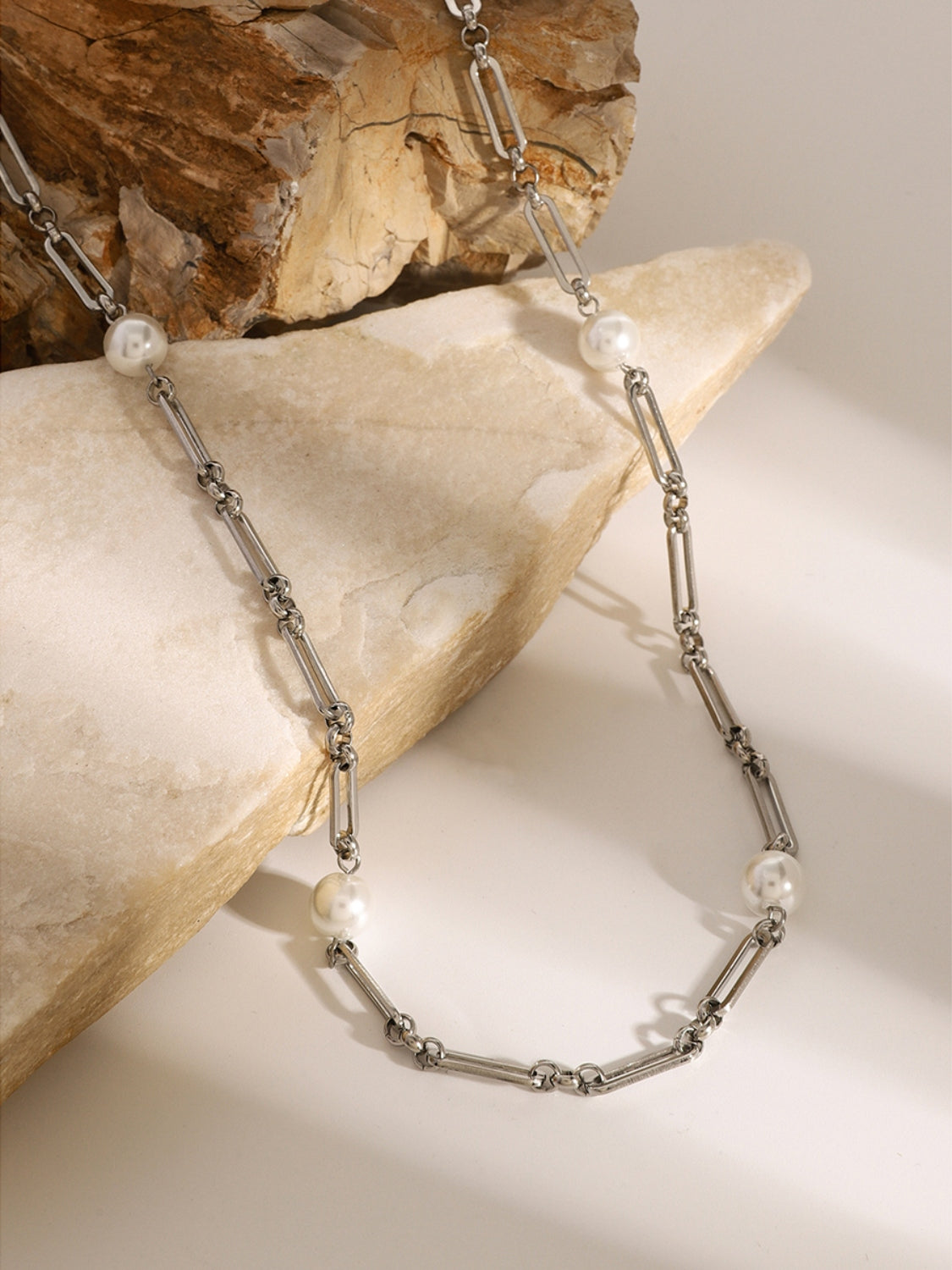 Stainless Steel Pearl Chain Necklace