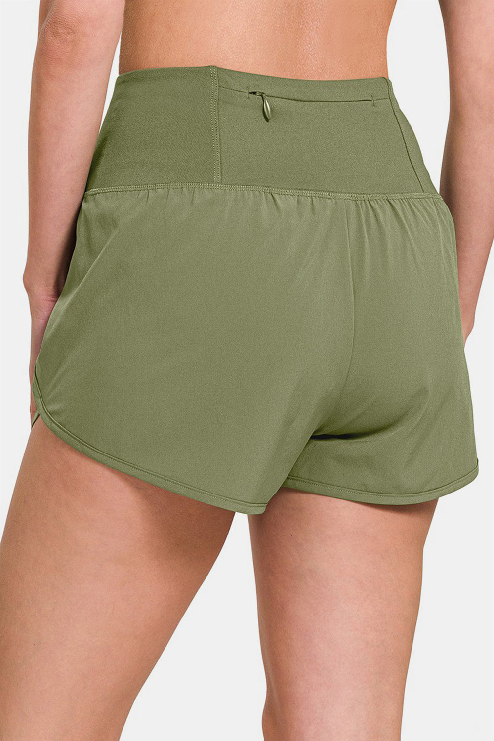 Zenana Aktiv-Shorts mit hoher Taille und Reißverschlusstasche auf der Rückseite