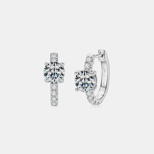 2.36 Carat Moissanite Zircon 925 Sterling Silver Hoop Earrings