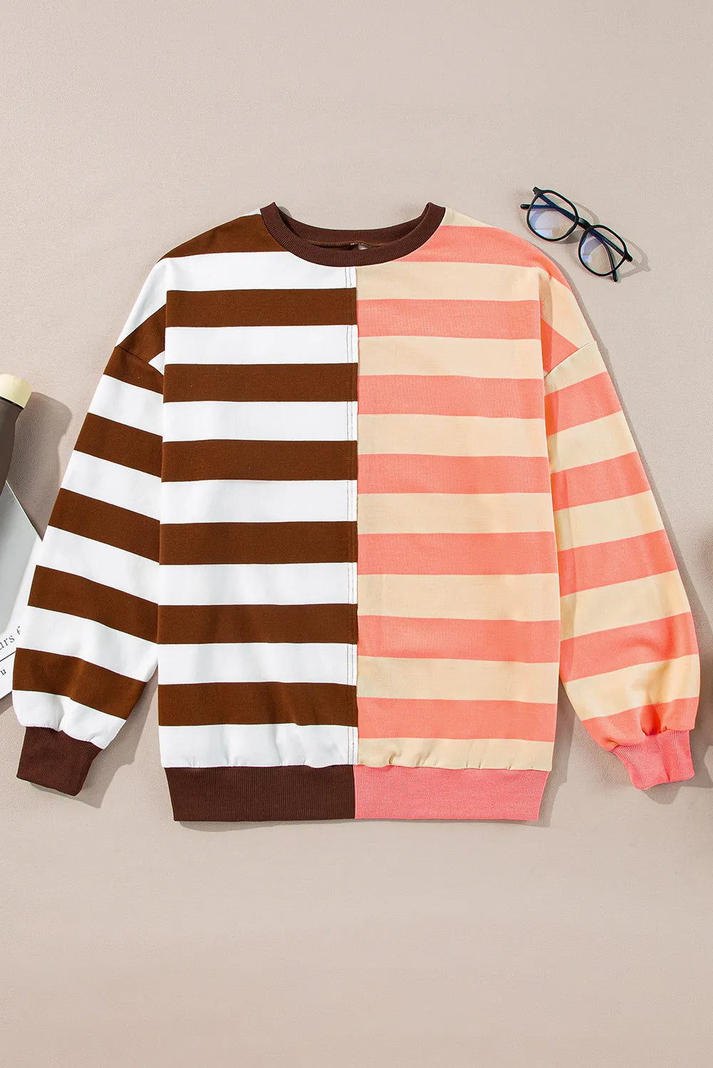 Striped Round Neck Long Sleeve Sweatshirt