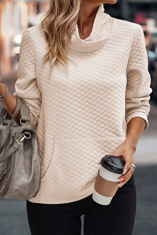 Textured Turtleneck Long Sleeve Sweatshirt