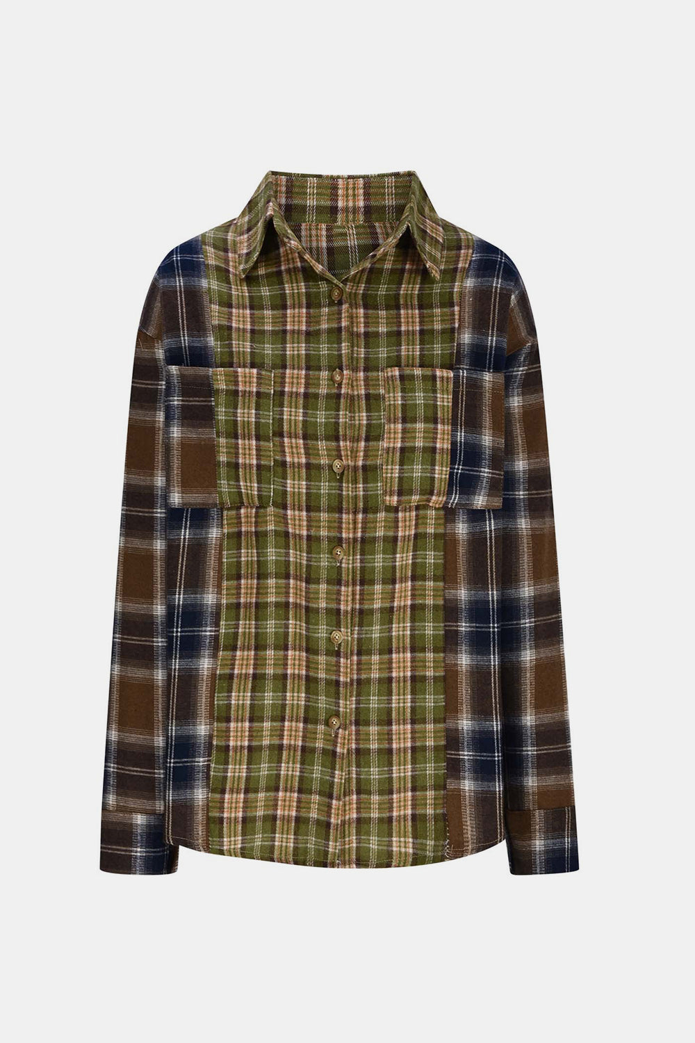 Plaid Collared Neck Button Up Long Sleeve Shirt