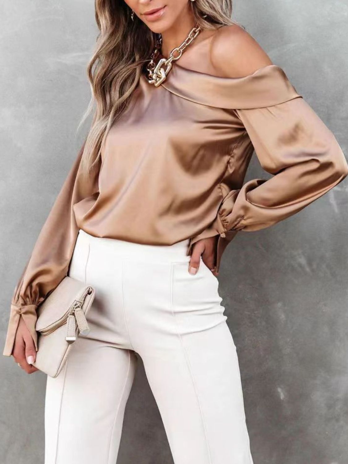 One Shoulder Long Sleeve Blouse