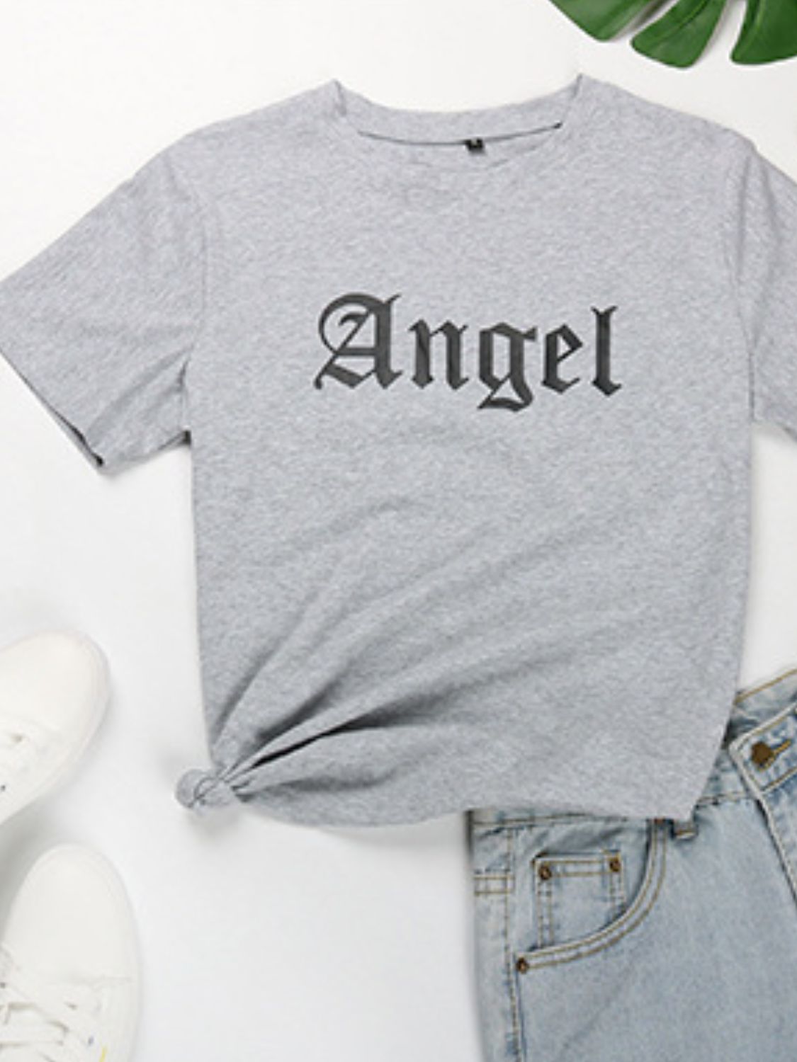 Perfee ANGEL Round Neck Short Sleeve T-Shirt