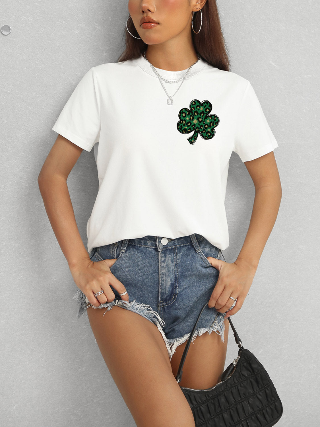 T-Shirt mit Rundhalsausschnitt und kurzen Ärmeln „Lucky Clover“