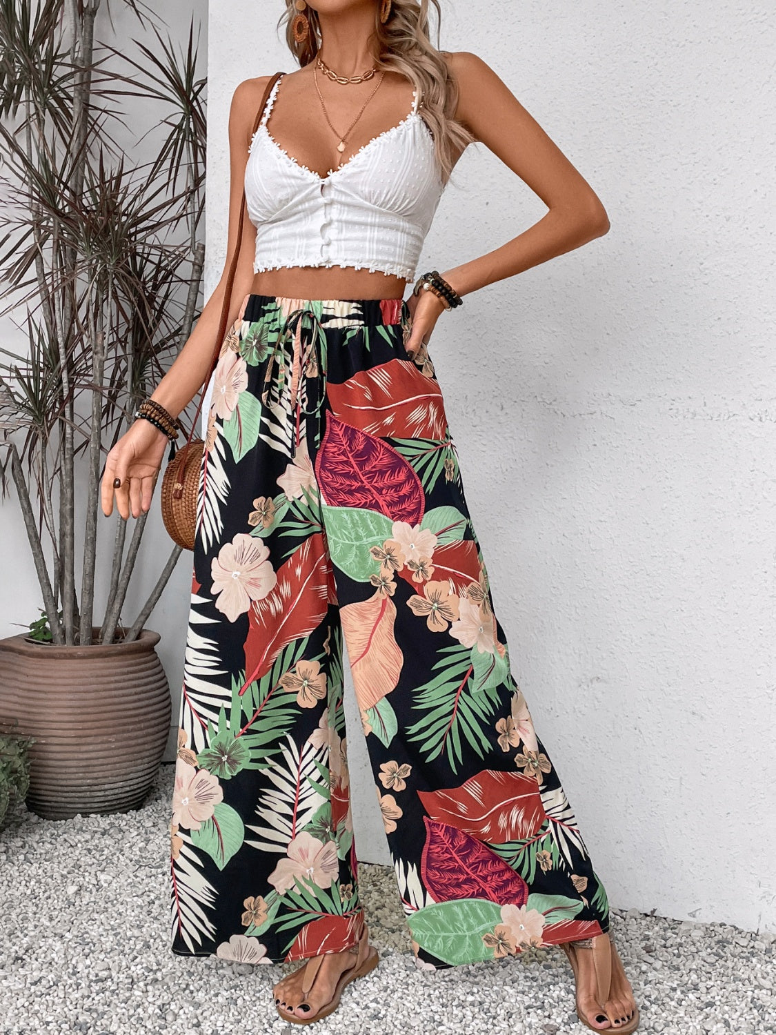 Printed Wide Leg Pants