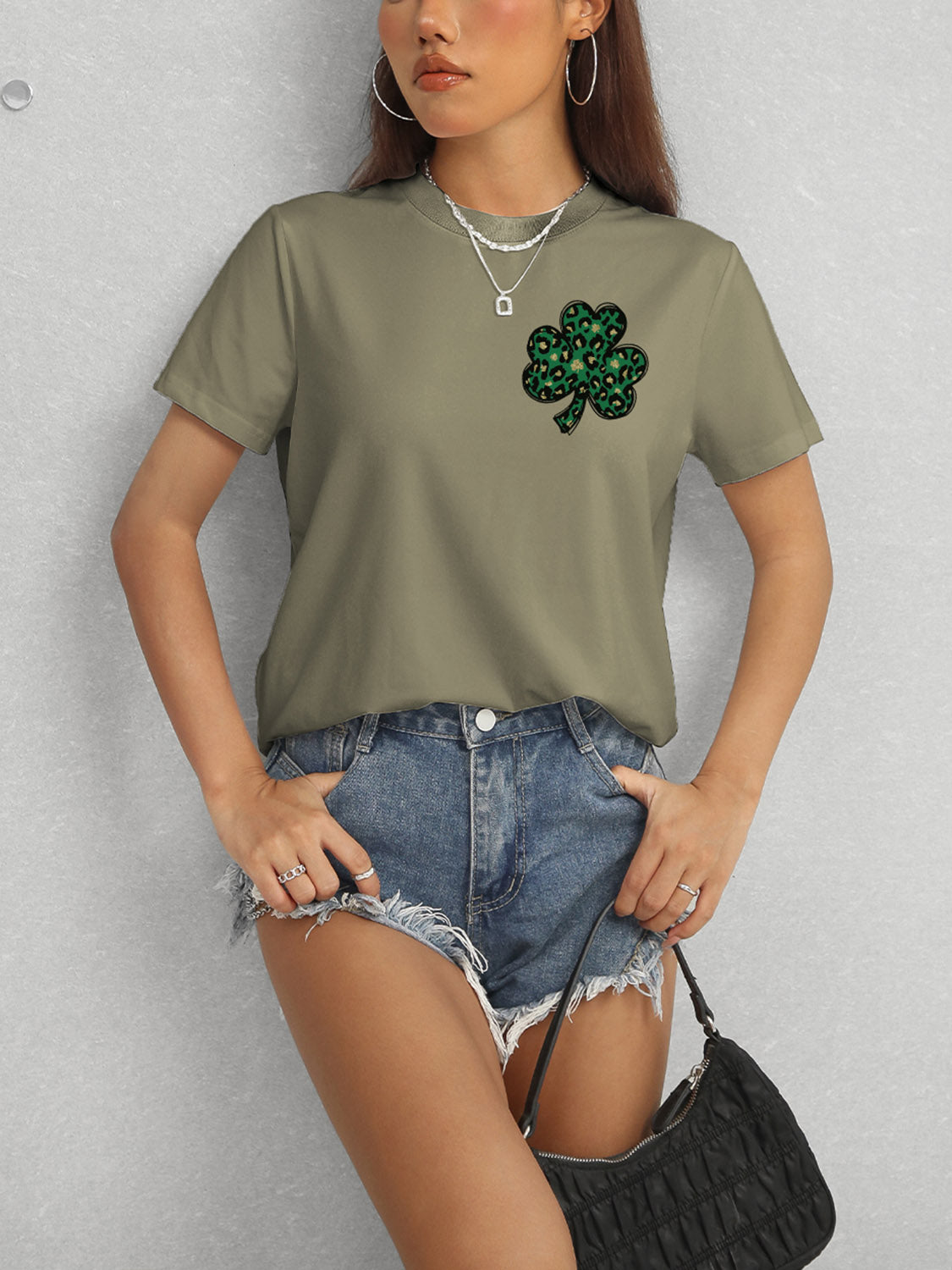 T-Shirt mit Rundhalsausschnitt und kurzen Ärmeln „Lucky Clover“