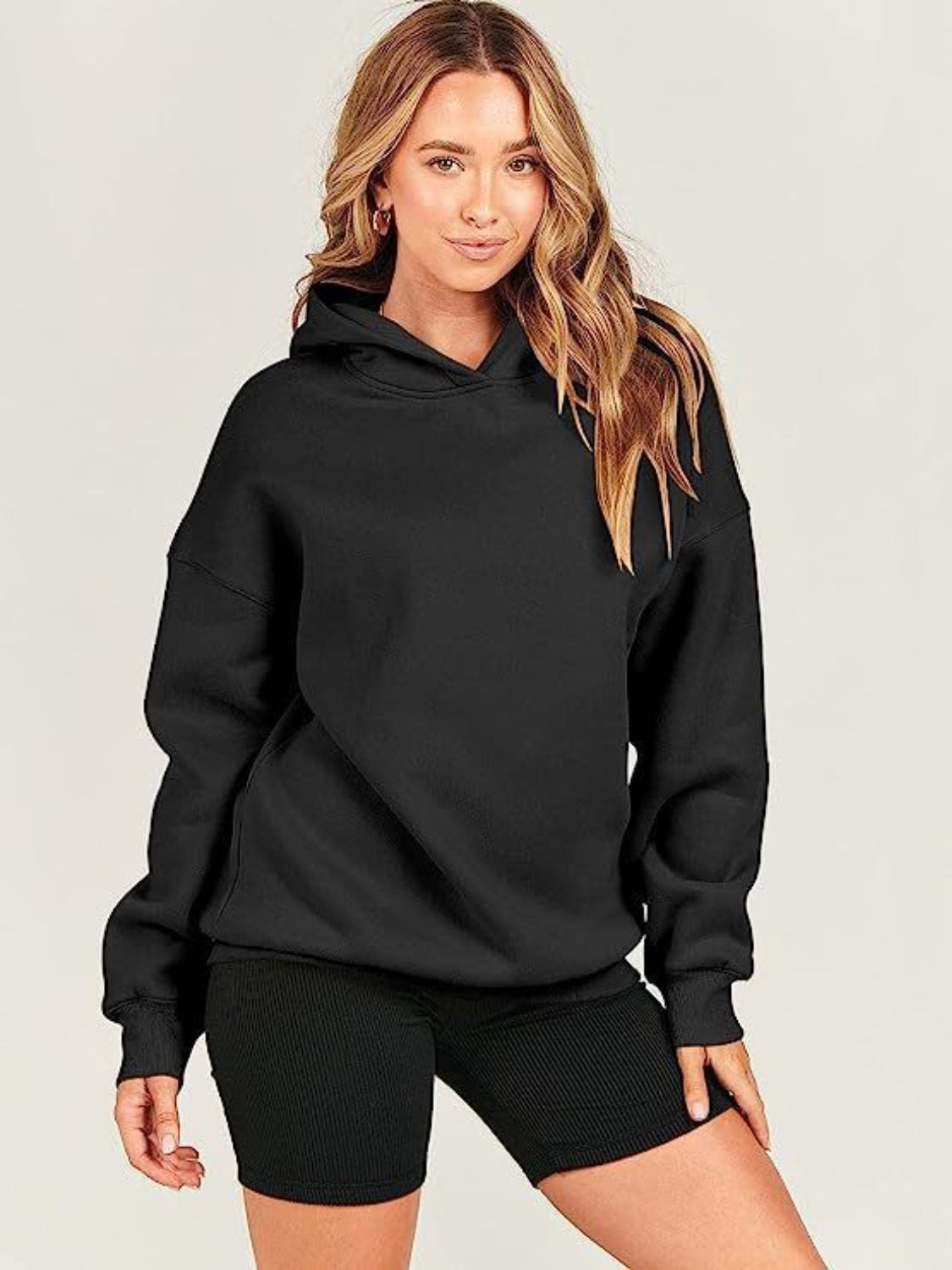 Dropped Shoulder Long Sleeve Hoodie