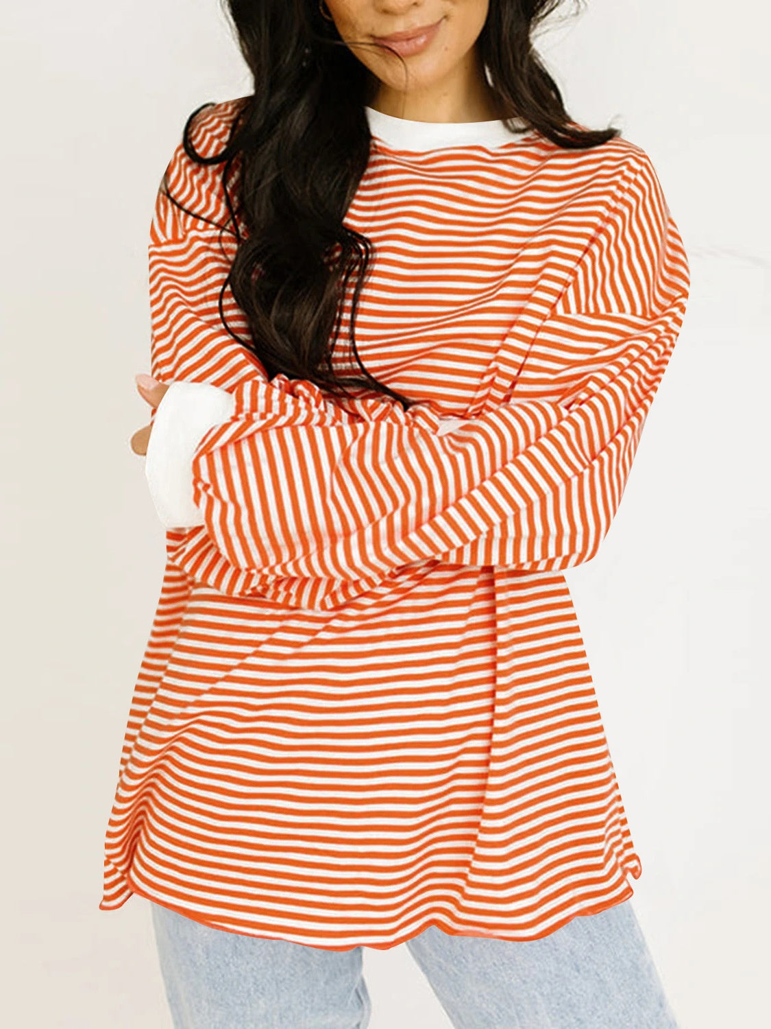 Contrast Striped Long Sleeve Sweatshirt