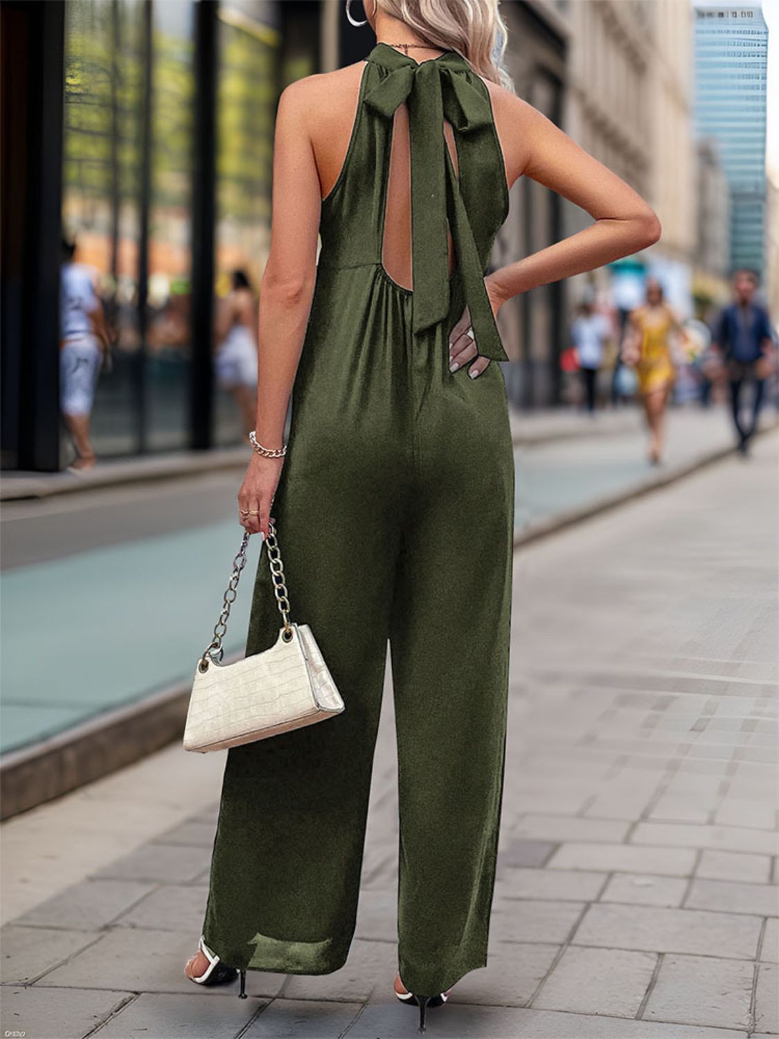 Tied Grecian Wide Leg Jumpsuit